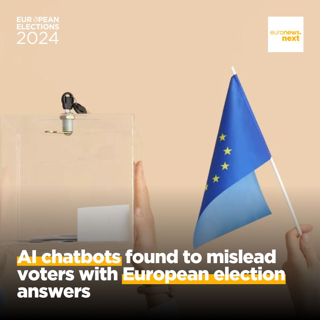 euronewsnext's tweet image. "They just invent something."

🤖Four of Europe's most popular AI chatbots aren’t providing users with accurate information about the upcoming #EUelection, according to a new study. 

In full: euronews.com/next/2024/04/2…
