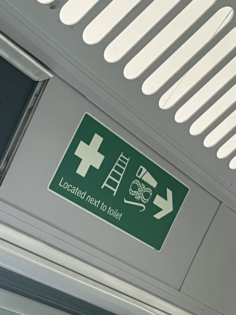 Seen on the train this morning, don't time I've ever seen this sign before. Just trying to work out in what situation you would need all of these things at the same time...