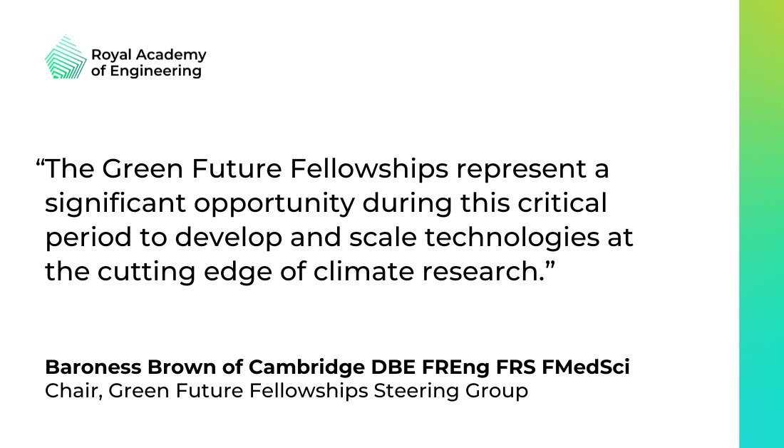 NEW: £150 million Green Future Fellowships programme to research breakthrough technologies and solutions for net zero. #EarthDay Find out more: raeng.org.uk/news/new-150-m… @SciTechgovuk @baroness_brown