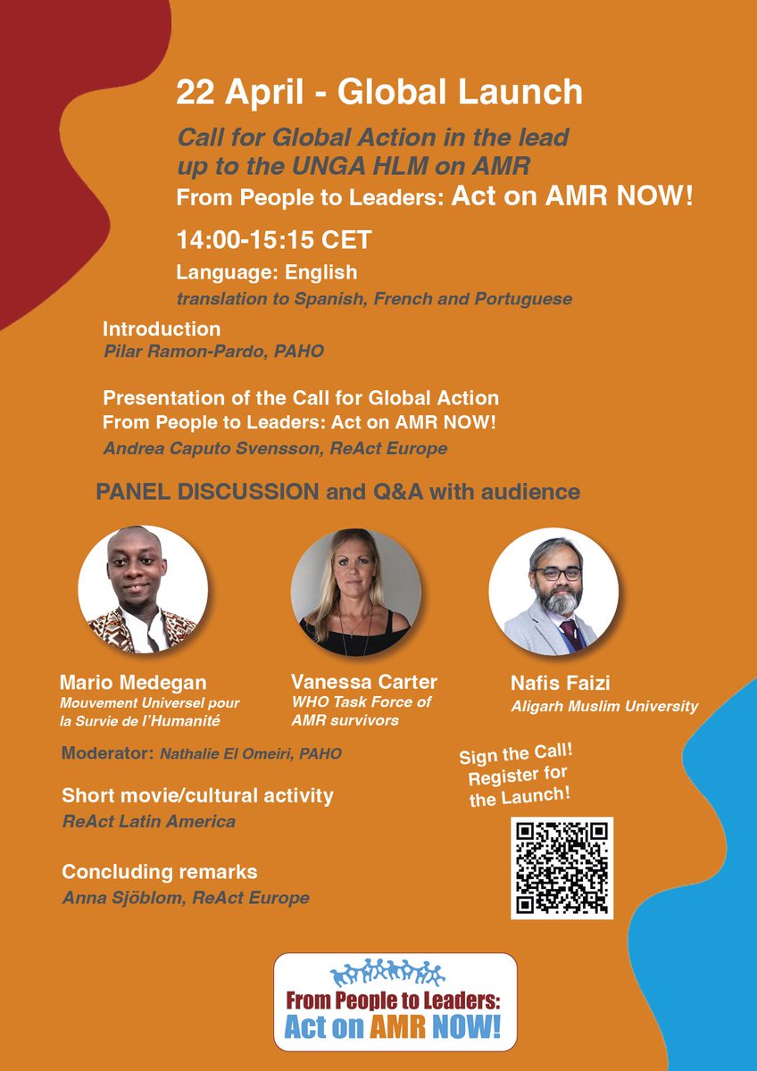 📢‼️‼️#REMINDER, Few hours to go! Dear #HCPs, Don't Miss this! I will be there!!📢 🌍Join the Global Launch of the campaign: From People to Leaders: Act on AMR NOW! 🫱🏽‍🫲🏾 🫱🏽‍🫲🏿 🧑🏾‍🦰👳🏽🧑🏼‍🦳🧔🏾A Call for Global Action in the lead up to the #UNGA #HLM on #AMR 📅22 April ⏲️ 14-15:15 CET