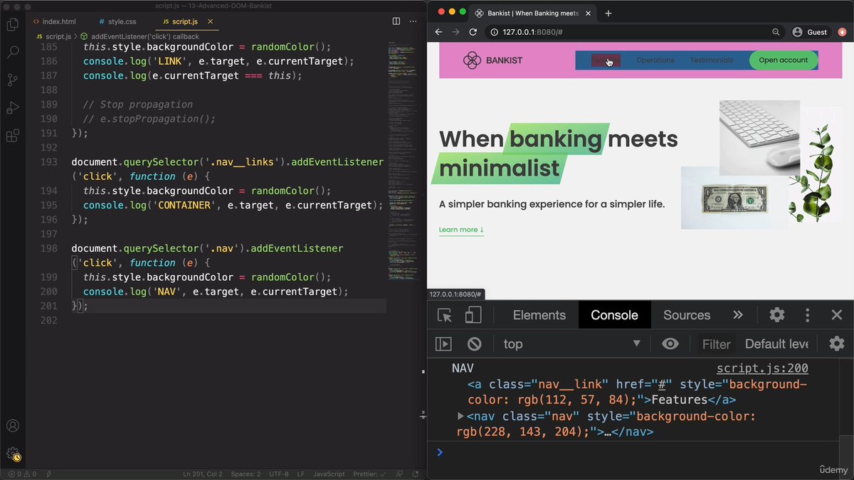 prem_0_1's tweet image. Hello, #XCommunity
It's #Days 65 of my #75daysofcodechallenge
I just learned "Event Propagation & Delegation_ Bubbling and Capturing".
#dailychallenge #dailycoding #javascript #backtowork #codingchallenge #LearnInPublic #letsconnect #FrontEnd #webdev #developers #MERN #webdesign