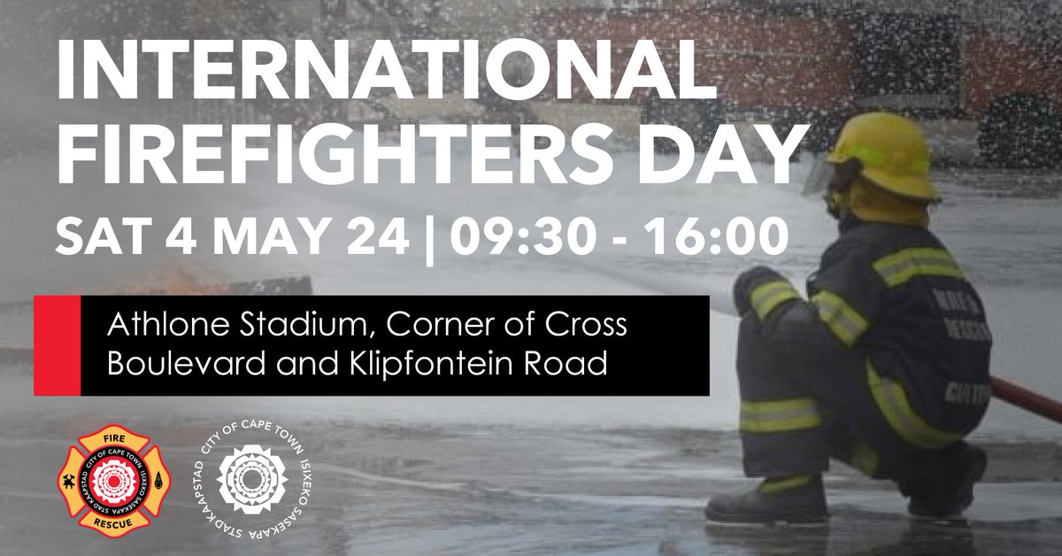 It’s International Firefighters Day and we’re celebrating!

Come and meet the City’s firefighters and learn more about what they do.

There’ll be exhibits, food stalls, a firefighter’s fitness challenge and more, on the day.

#CTEvent