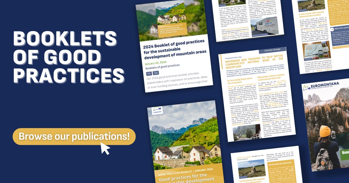 💡 Start your week with some inspiration! 📒 Discover successful initiatives on #agriculture #ClimateChange #SocialInnovation and more in our good practices brochures!

🖥🔜 A mountain database will soon be available on our website, stay tuned!

🔗 euromontana.org/publications-e…