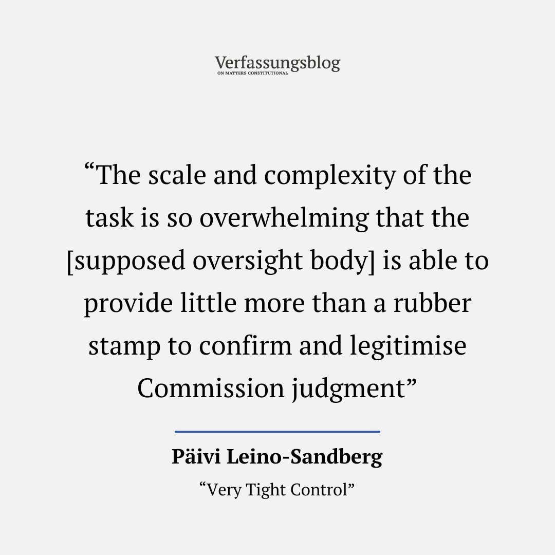 Through #NextGenEU, the EU funnels immense sums into Member State projects. 

How, why, and under what oversight remained somewhat elusive.

Based on internal documents, PÄIVI LEINO-SANDBERG (@Intlaw_eci) identifies a jarring lack of oversight:
verfassungsblog.de/very-tight-con…