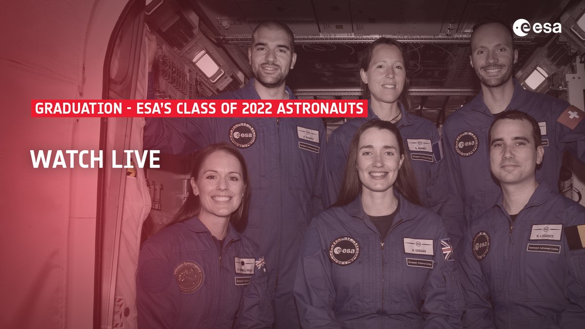 Jetzt gleich live auf #ESAwebTV2 und #ESAYouTube um 10:00 Uhr MESZ: die Abschlussfeier unserer Astronautinnen und Astronauten, die 2022 ausgewählt wurden. 👉esa.int/ESA_Multimedia… 👉youtube.com/channel/UCIBaD…