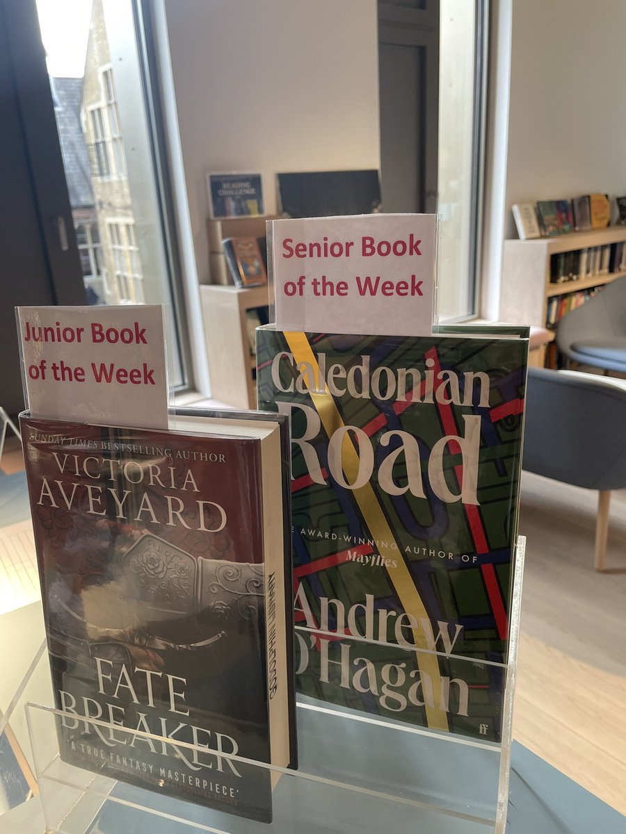 Monday morning and new Books of the Week! Fate Breaker by @VictoriaAveyard and Caledonian Road by Andrew O’Hagan 📚🌟📕❤️#ReadingForPleasure @GandLSchool @orionbooks @FaberBooks
