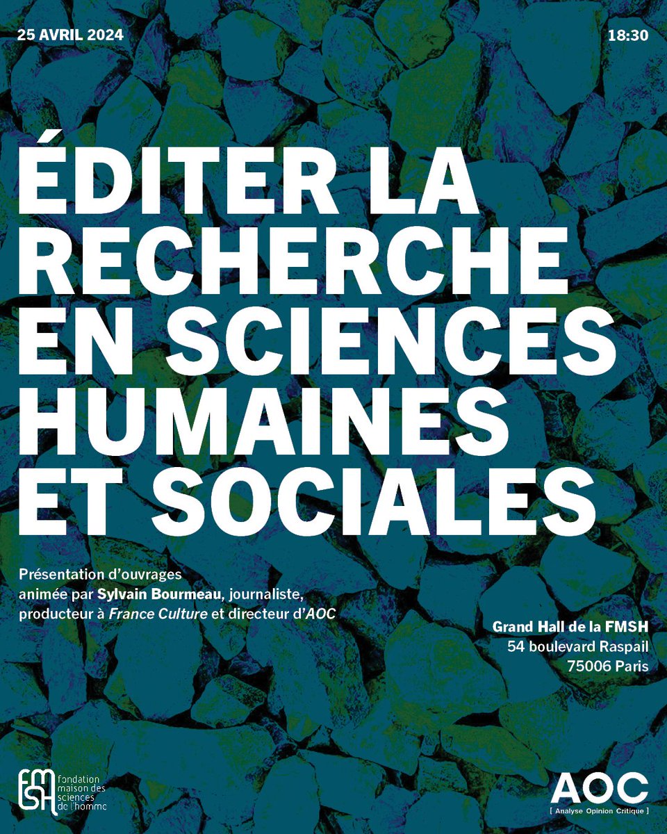 J-2 ! Rendez-vous le 25 avril pour la seconde édition des rencontres 'Éditer la recherche en sciences humaines et sociales' pour une présentation d’ouvrages en sciences humaines et sociales parus de janvier à avril 2024. Avec @AOC_media 👉Inscription: urlr.me/JZXcN
