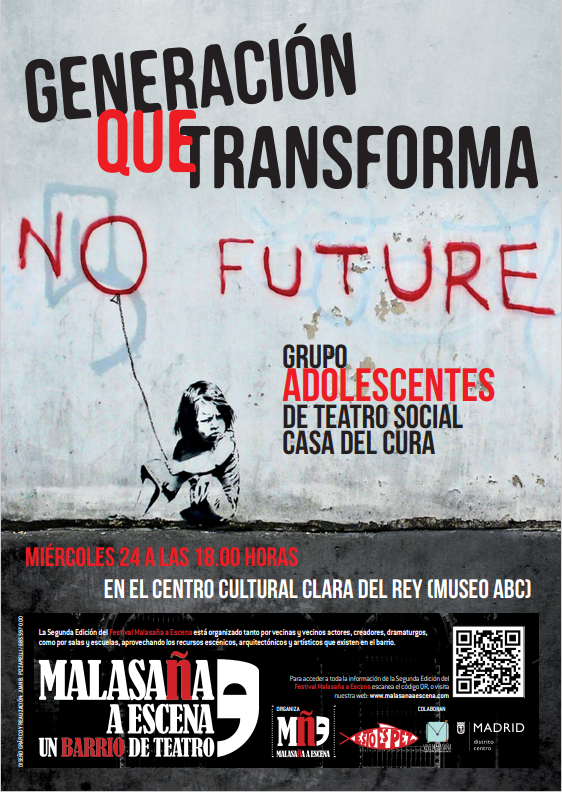 El festival de teatro 🎭 Malasaña a escena llega al CC Clara del Rey-Museo ABC con la obra 'La generación que transforma'. Propuesta gratuita. Protagonizada por la vecindad del barrio de Universidad. 📅Miércoles 24 🚩Amaniel 29-31 ⏰18:00 Más cultura👉informate.madrid.es/9zpaz15