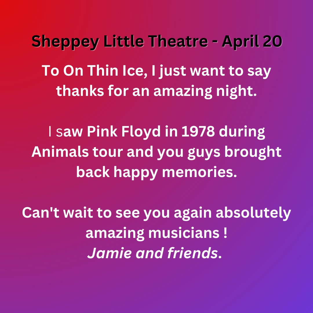 onthinicefloyd's tweet photo. Always great to receive positive feedback, but to be compared to #pinkfloyd from thier 1978 Animals tour blew us away. Thanks Jamie https://t.co/SKZnYzDuGy