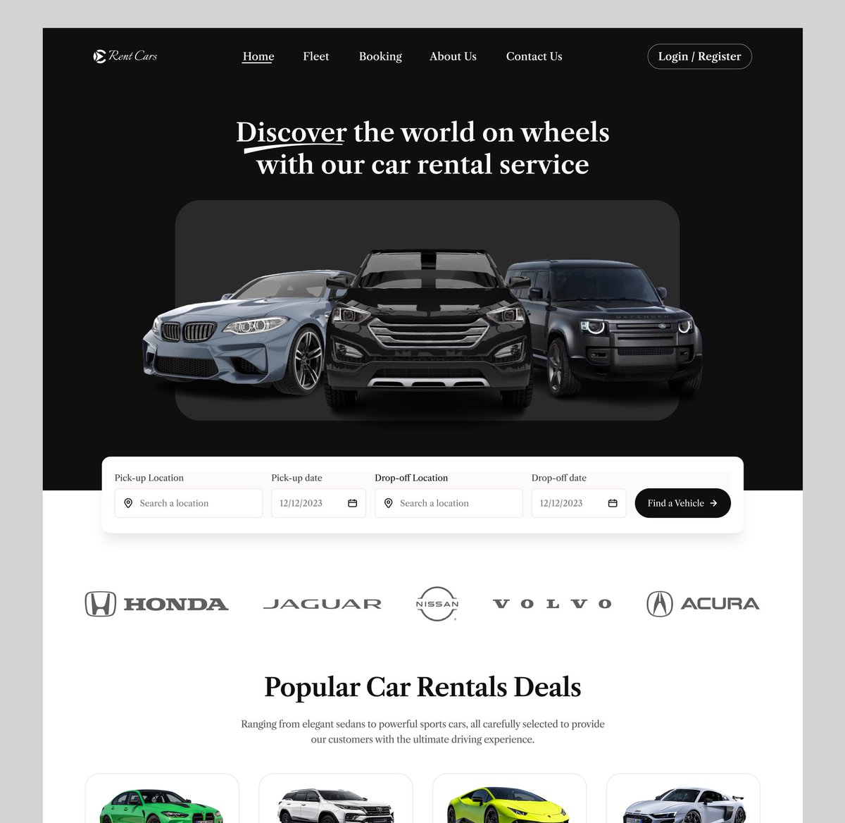 Landing page concept for a Car Rental Website ⏬ ⏬

Wishing everyone a  productive week ahead! 💜💛💚

#webdesign #uiux #uidesign #uiuxdesigner  #uiuxdesign