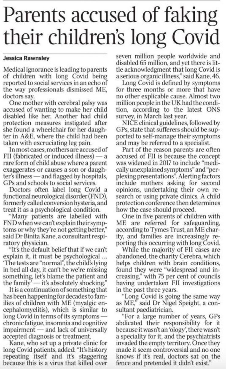 It’s hard to imagine how any parent would have the time or energy to fake their child’s illness. 🤦‍♀️ @thetimes printed this story last week- but I can’t find it online. I’m really proud that @LongCovidKids
#LongCovidKids #LongCovid