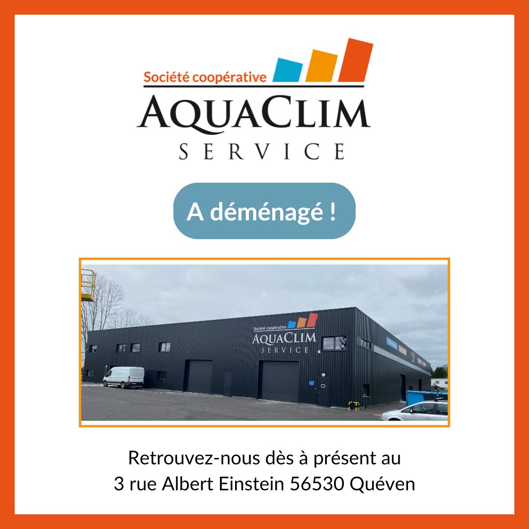 aquaclimservice's tweet photo. 📦Aquaclim Service à déménagé ! 📦

Votre société coopérative à déménagée, retrouvez-nous désormais au 3 rue Albert Einstein à Quéven !

#déménagement #aquaclimservice #quéven https://t.co/opUfxXcpp2