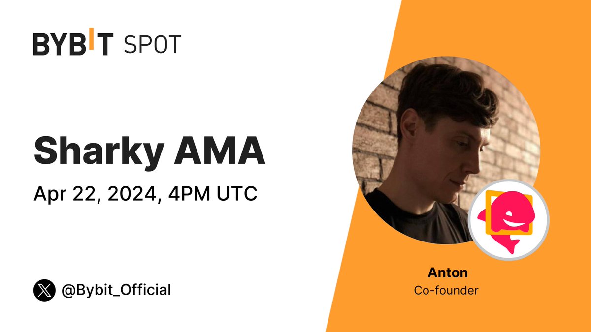 🔥 Bybit x @SharkyFi X Spaces AMA! 💯 Are you ready to learn more about Sharky? 📆 Join our AMA at 4PM UTC on Apr 22, 2024 |🎁 Prize pool of 400 $USDT to be won! - i.bybit.com/yrJabrL