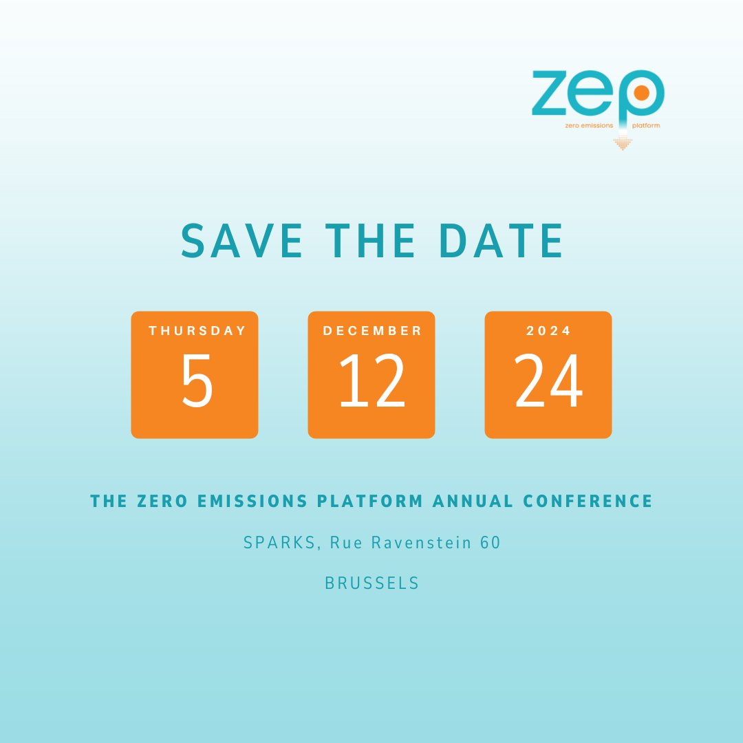 📢📅 Save the date for ZEP’s Annual Conference in Brussels! 

💡Join our gathering of European industry leaders and experts and be part of the conversation shaping the next chapter in #IndustrialCarbonManagement

#ZEPConference #NetZero #CCS