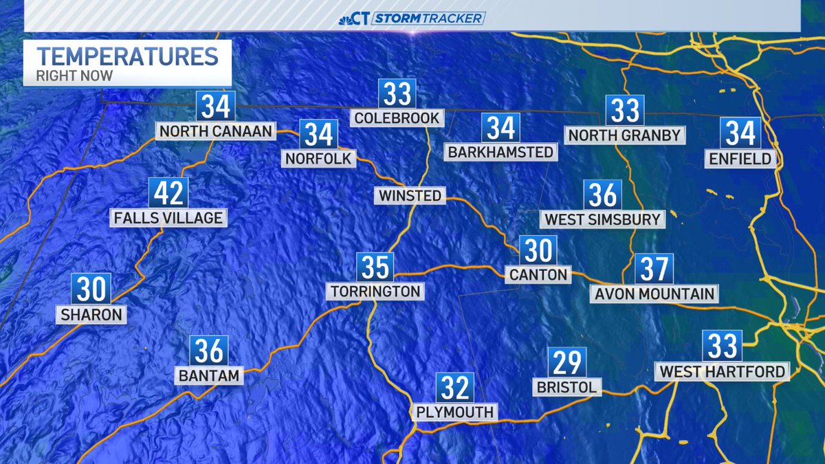 It's a frosty cold start to the day! 20s and 30s are widespread across the interior of the state.  Dress for the chill!   #NBCCT