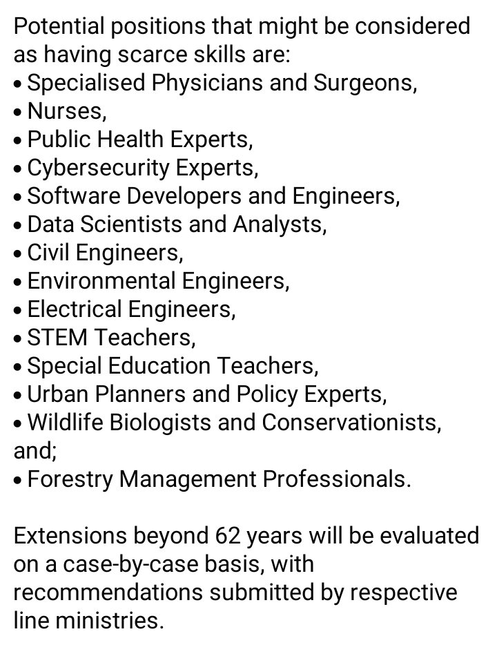 The Coalition Government will extend the retirement age from 60 to 62 years for specialised expert positions requiring scarce skills across the Civil Service.