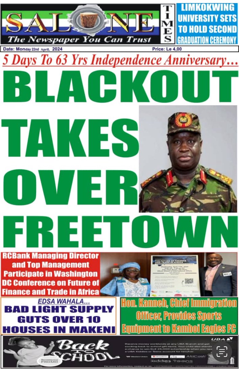 Freetown is now in total darkness. Businesses are struggling to meet the bottom lines and spending the little to buy fuel for generators. Homes are struggling to make ends meet. Generators everywhere with so much noise while the government keeps on telling stories. Freetown