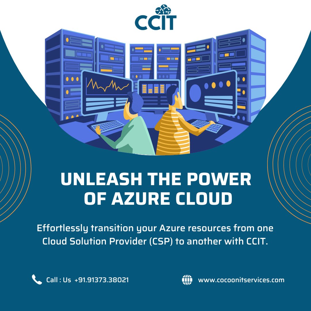 Transitioning Azure resources between CSPs is complex, but @ccitservice, we r equipped to guide U. We deeply understand Azure pricing, licensing & usage patterns to tailor your cloud to needs & budget. info@cocoonitservices.com #AzureCloud #CloudComputing #CloudMigration #ccit