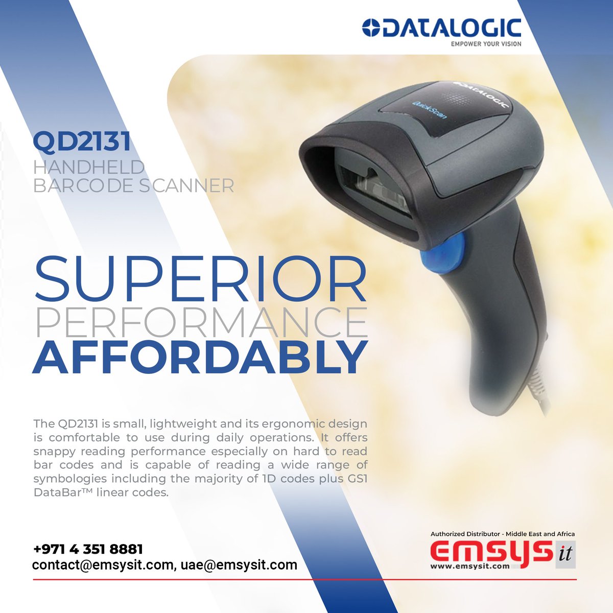 DATALOGIC Handheld Barcode Scanner
QD2131
#emsys #emsysit #emsysgt #datalogic #handheld #scanners #barcodescanner #dubai #uae