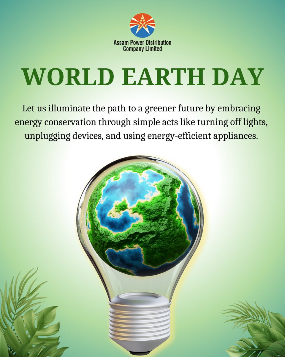 This #WorldEarthDay, let us shine a light on energy conservation. Small actions like turning off lights, unplugging devices, and using energy-efficient appliances can make a big difference in preserving our planet's resources. #EarthDay #EnergyConservation