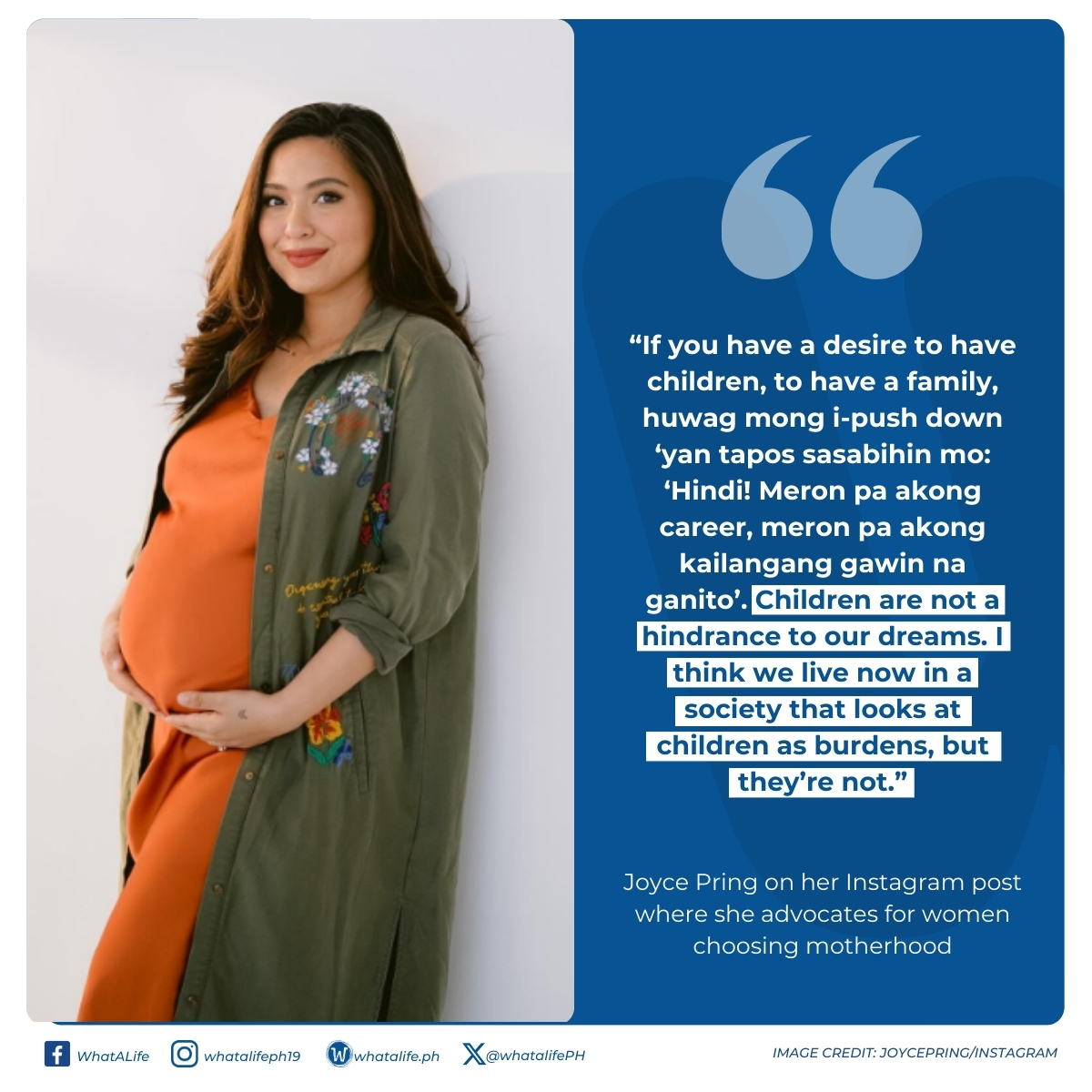 Can you have it all? Career & motherhood? Joyce Pring shares her experience and advocates for women who choose family.

READ full story here: whatalife.ph/joyce-pring-ad…

#JoycePring #motherhood #CareerOpportunity