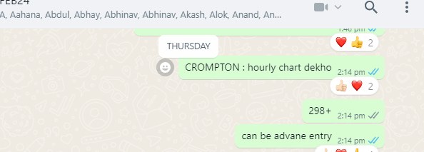 #CROMPTON : long trade setupp when market was falling now 306 from 298
