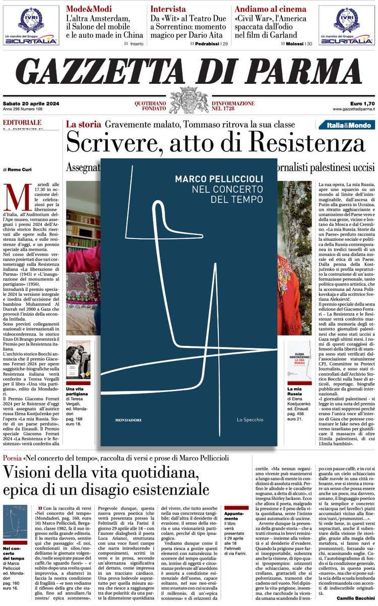Marco251182's tweet photo. Per la Gazzetta di Parma una nuova e bellissima recensione a cura di Camillo Bacchini

https://t.co/xYz9ry443t

#marcopelliccioli #poesia #letture #poetry #specchiomondadori #reading#librimondadori #poetrycommunity #facebookpoesia #inlibreria #letteratura https://t.co/klquWppL1Q