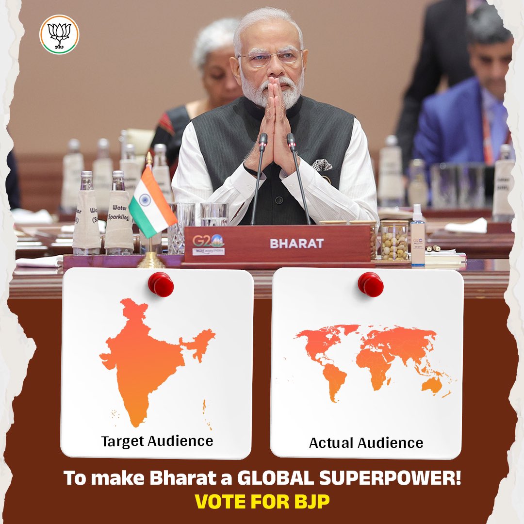 Vote for BJP and make Bharat a 𝐬𝐮𝐩𝐞𝐫𝐩𝐨𝐰𝐞𝐫 globally!