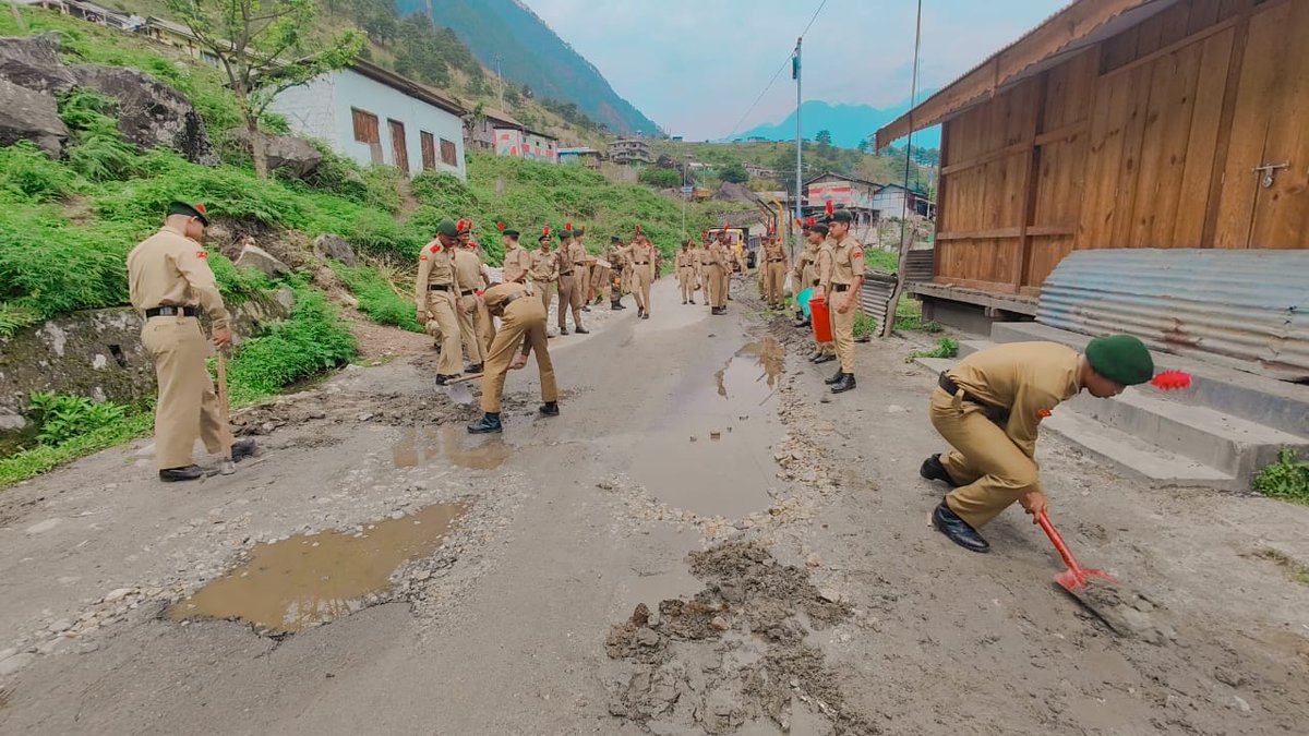 VIBRANT VILLAGE CAMP WALLONG Interaction with people of walong village SSCD activities with GB, removal of plastic, tree plantation , in which , ( PWD and police took part with us) Visit of cdts to the Govt Hospital. # Ner Dte # DGNCC