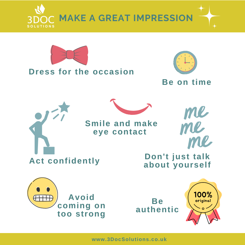 Meeting a client or #business associate for the first time this week? You'll want to make a great #FirstImpression...

👉 Dress for the occasion
👉 Smile & make eye contact 
👉 Be on time 
👉 Act confidently
👉 Ask questions
👉 Avoid coming on too strong
👉 Be authentic