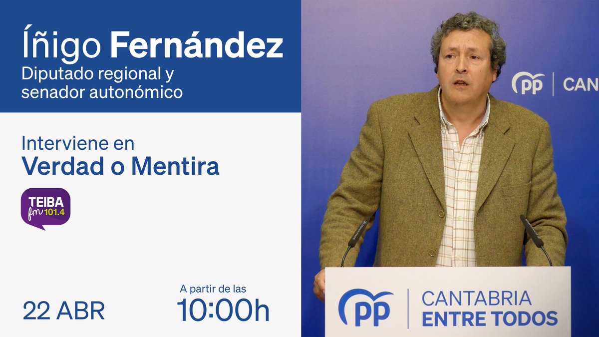 📻 @ifedezg hoy, a partir de las 10 horas, en la tertulia #VerdadOMentira de @radioteibafm 👉 En directo en el 101.4 FM y online en teibafm.com