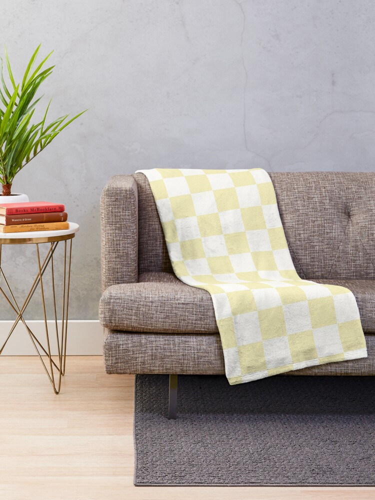 Drape your bed, your couch, or yourself in a soft, fluffy @redbubble blanket with a pastel yellow aesthetic checkered pattern by ARTbyJWP redbubble.com/i/throw-blanke… #Blanket #redbubble #decor #bedroom #decoration