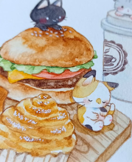 「burger sitting」 illustration images(Latest)