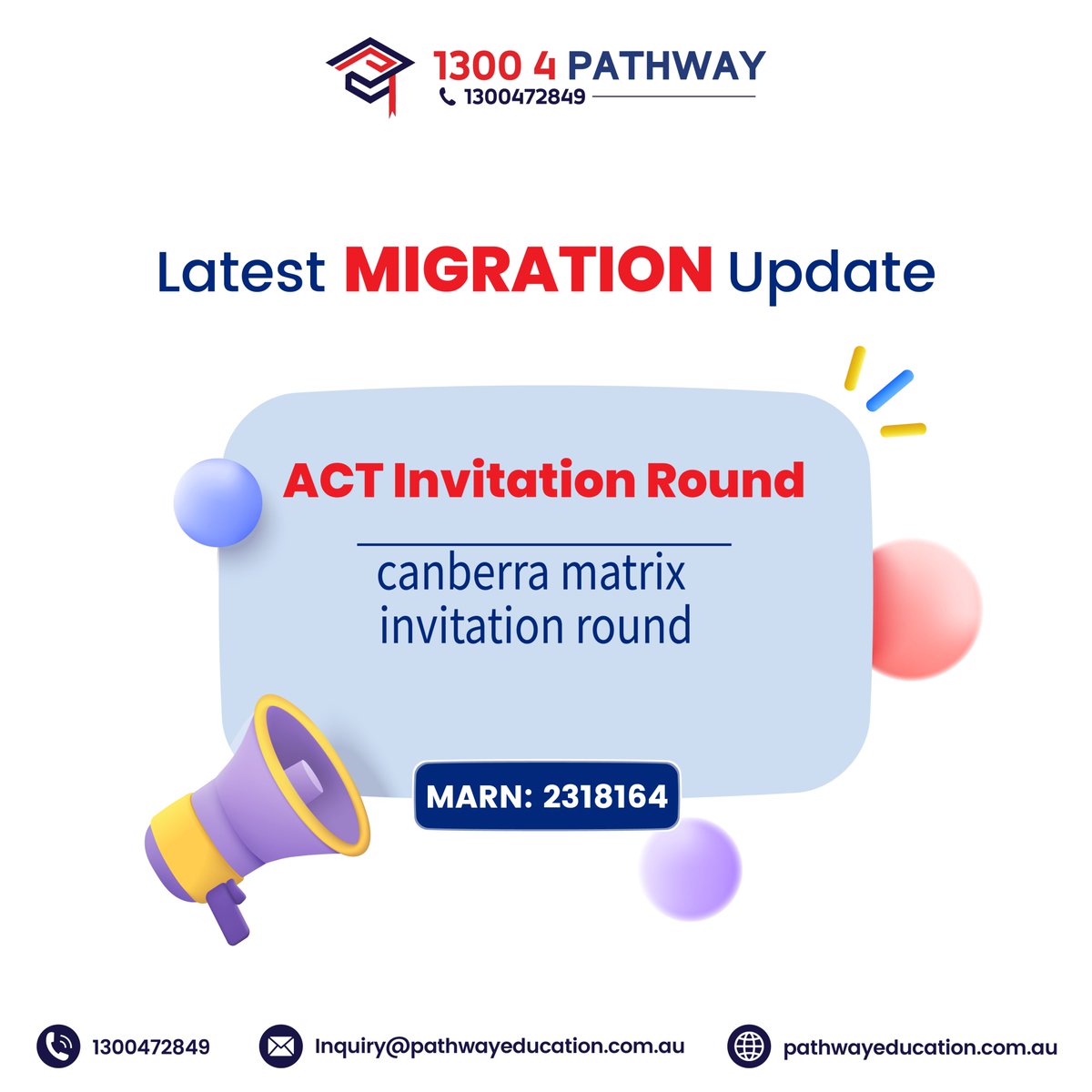 pathway_edu_au's tweet photo. 📣ACT Invitation Round: ACT Canberra matrix invitation round
Source: https://t.co/AmUYh5Wszj 

#migrationupdate #Actupdate #NewUpdate #FreeConsultation
#migrationservicesinmelbourne #migrationeagent #migrationservices https://t.co/OuNEKg4J62