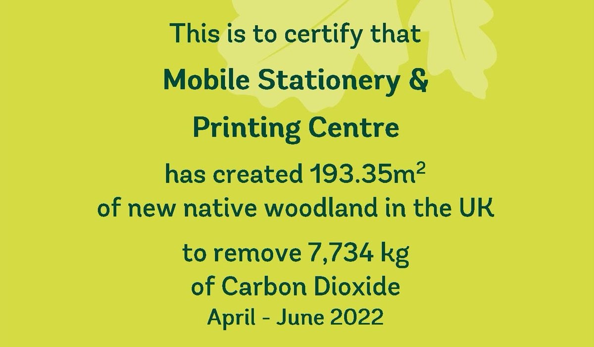 This week our latest certificate from The @WoodlandTrust informed us that between April and June 2022 we created 193.35 sqm of new native woodland in the UK. This is a big increase from the 144.55 sqm in October to December 2021. #climatechange #environment #lowcarbon