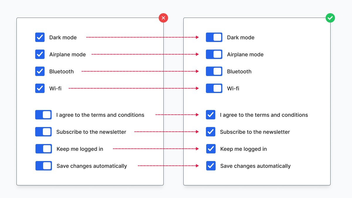 UI/UX Tip ⚡️

Use toggles/switchers when an action will be applied immediately.

Otherwise - checkboxes.