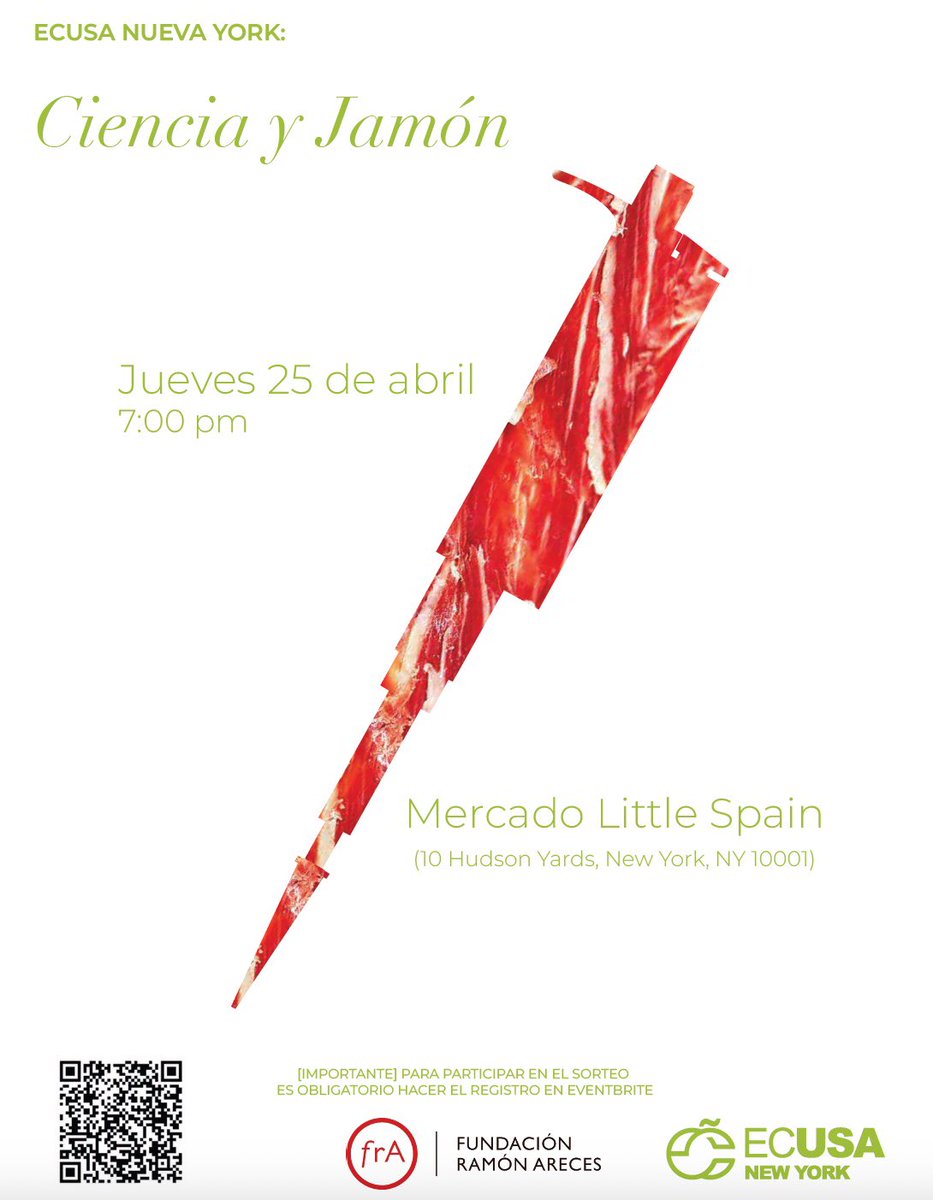 ECUSA NY Ciencia y Jamón is here again! Join us at Mercado Little Spain for an evening filled with science and a ruffle for delicious ham. Registration: ecusa.es/ciencia-y-jamo…