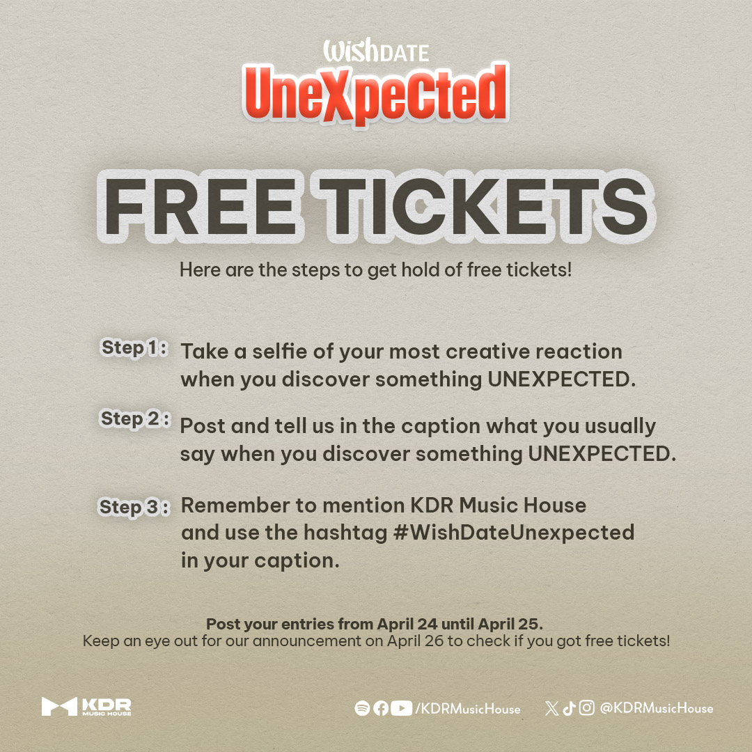 📣📣 GET YOUR TICKETS FOR FREE! 📣📣 Read the mechanics below. Post your entries from April 24 until April 25. Keep an eye out for our announcement on April 26 to check if you got free tickets!