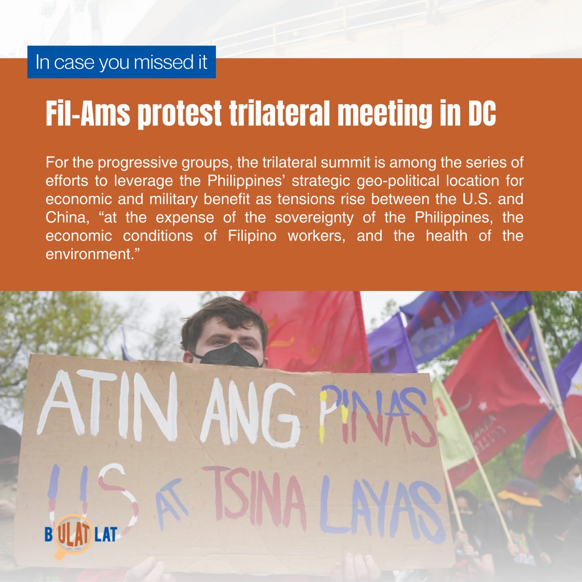 'The US government talks about bringing economic growth, prosperity, clean energy and peace and stability in the Indo-Pacific region. But we know this is a guise for more war and militarism in the Asia Pacific region...' bulatlat.com/2024/04/14/new…