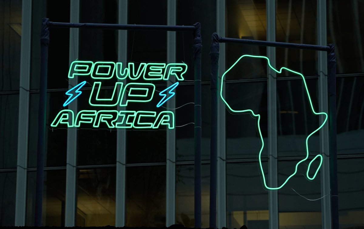 WorldBankGroup's tweet photo. Electricity access is a human right and crucial for development. @WorldBank Group and @AfDB_Group aim to give power to 300M Africans by 2030. 

Watch the #WBGMeetings event replay to learn more: https://t.co/tjFnUVxvLU https://t.co/h3L0fP9ggo
