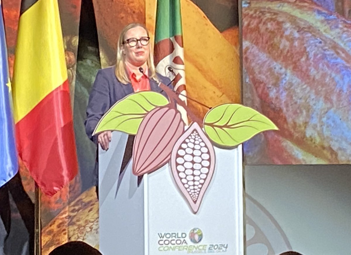 European Commissioner Jutta Urpilainen tells the World Cocoa Conference that ‘the EU welcomes the farm gate increase in Ghana and Ivory Coast’ Cocoa’ and that the event aligns with its own vision on supporting farmers,environment and human rights #brusselscocoa2024 @IntlCocoaOrg
