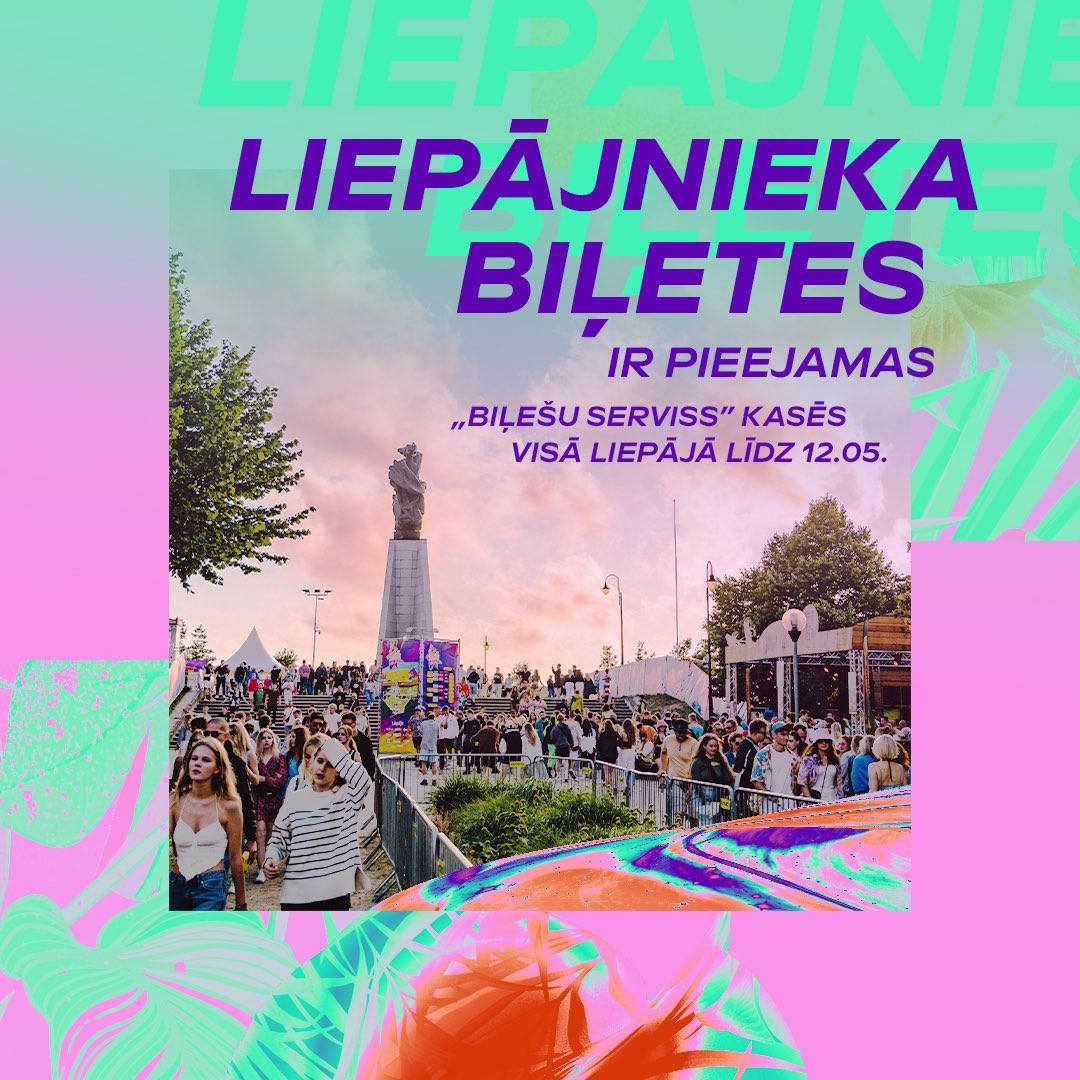 SUMMER SOUND (@summersoundlv) on Twitter photo LiepÄja ir skaista un lieliska vieta ne tikai dzÄ«voÅ”anai un atpÅ«tai, bet arÄ« biļeÅ”u pirkÅ”anai. š„
Ja dzÄ«vo vai ciemojies VÄja pilsÄtÄ, izmanto izdevÄ«bu lÄtÄk tikt pie #summersound2024 biļetes! š
ā¼ļøPiedÄvÄjums spÄkÄ tikai LiepÄjas <a href="/bilesuserviss/">BiļeÅ”u Serviss</a> kasÄs! ā¼ļø
#liepÄja LiepÄja ir skaista un lieliska vieta ne tikai dzÄ«voÅ”anai un atpÅ«tai, bet arÄ« biļeÅ”u pirkÅ”anai. š„
Ja dzÄ«vo vai ciemojies VÄja pilsÄtÄ, izmanto izdevÄ«bu lÄtÄk tikt pie #summersound2024 biļetes! š
ā¼ļøPiedÄvÄjums spÄkÄ tikai LiepÄjas <a href="/bilesuserviss/">BiļeÅ”u Serviss</a> kasÄs! ā¼ļø
#liepÄja