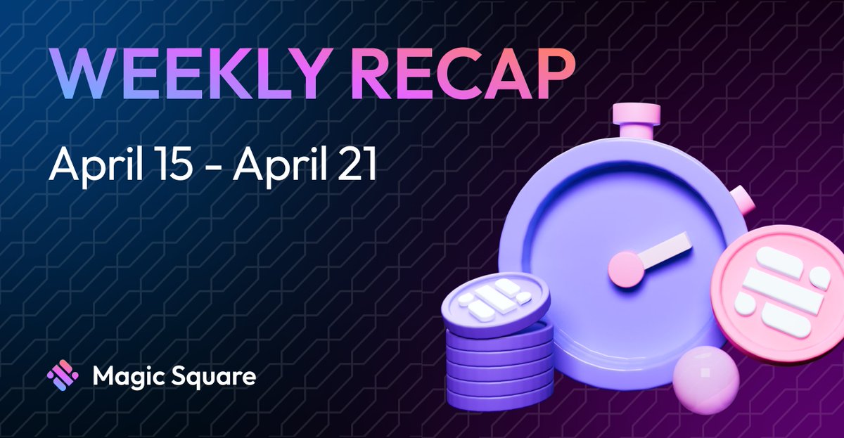 Last Week at @MagicSquareio: 🟪 16 Projects Listed, including @ApeironNFT and @trade_tomato 🟦 $SQR Rewards to Users: 122,704 🔥 5 New Hot Offers, including @swissmoneyapp, @artherachain and @useOneID 🪄 $SQR has been listed on @Bitpanda_global 🤝 The Magic Square Team attended