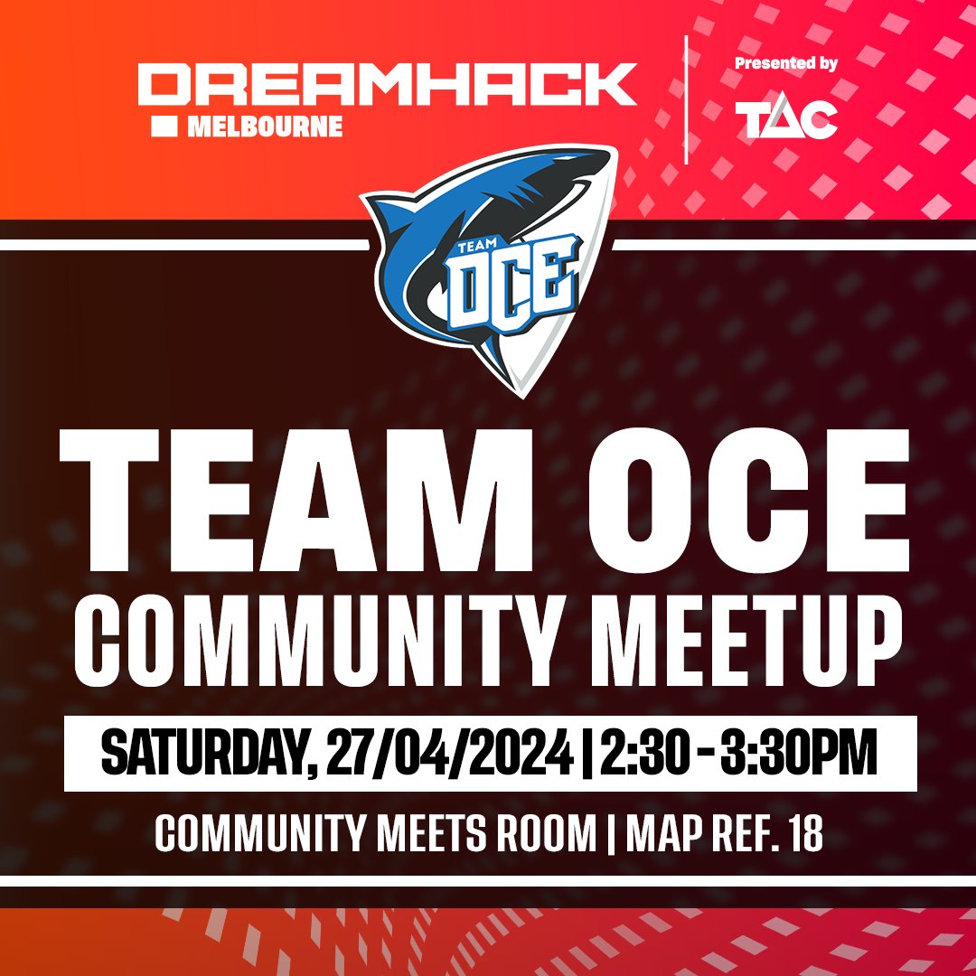 Team OCE is heading to @DreamHackAU! 

Want to join a community of OCE-based content creators?  Whether you're just getting started or been in the content game for a while, we'd love to have you! 

See you there!

#DreamHackAU #DHMelbourne #DreamHack