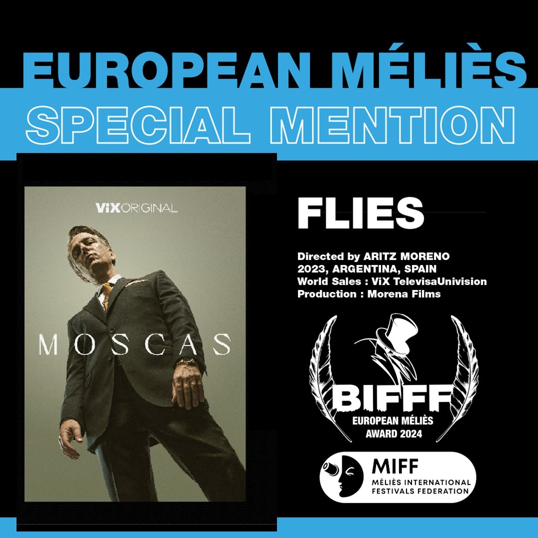 Esa felicidad es consecuencia también de la mención especial que se ha llevado #Moscas, dirigida por #AritzMoreno y producida por <a href="/merrycolomer/">merro</a>, en el apartado European Méliès de <a href="/bifff_festival/">BIFFF</a> 🙌