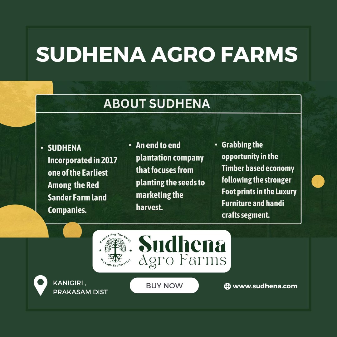 About Sudhena Agro Farms. Red Sanders Farm Plantation .  for details please visit us sudhena.com #SudhenaAgroFarms #RedsandalWood #BestInvestment #KanigiriFarmLands #sudhenaagrofarms