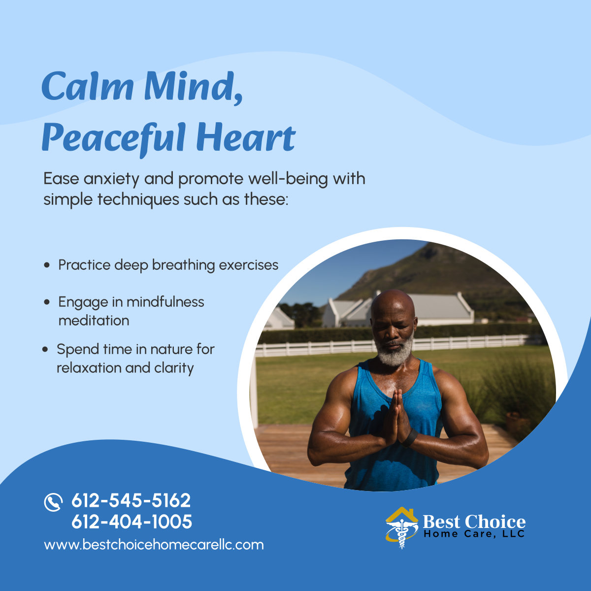 Find peace amidst life's challenges. Try these simple techniques to ease anxiety and promote mental well-being.

#MinneapolisMN #HomeCareAgency #MentalHealthTips