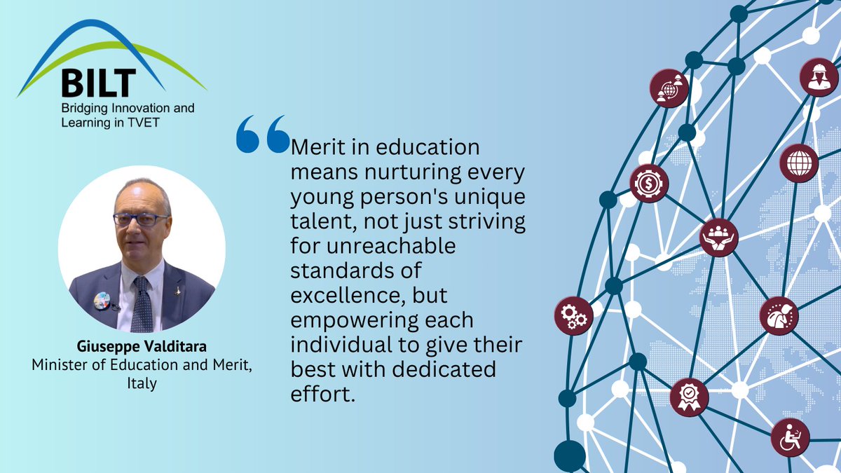 Giuseppe Valditara, Minister of Education and Merit, Italy, highlighted the role of #TVET to bring out the potential of every student.

@BIBB_de <a href="/AmiciDiCometa/">COMETA</a>