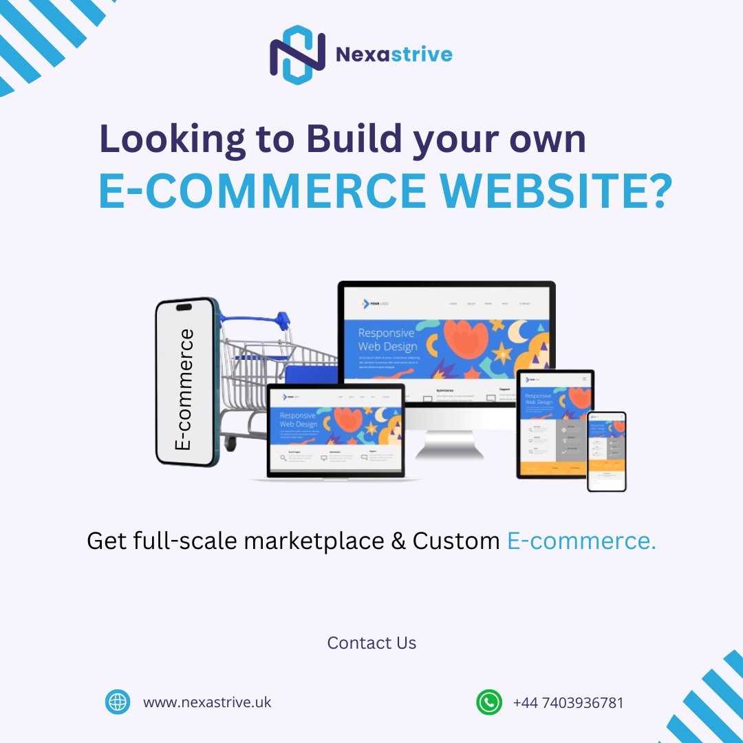 Nexastrive's tweet photo. Ready to launch your own E-COMMERCE WEBSITE? Explore our full-scale marketplace and custom e-commerce solutions!
Visit - https://t.co/mS7UBZJVuB
#NexastriveSolutions
#NexaStriveRevolution
#EcommerceUK
#OnlineStoreUK
#DigitalMarketplaceUK
#EcommerceWebsiteUK https://t.co/rmVKa0rb66