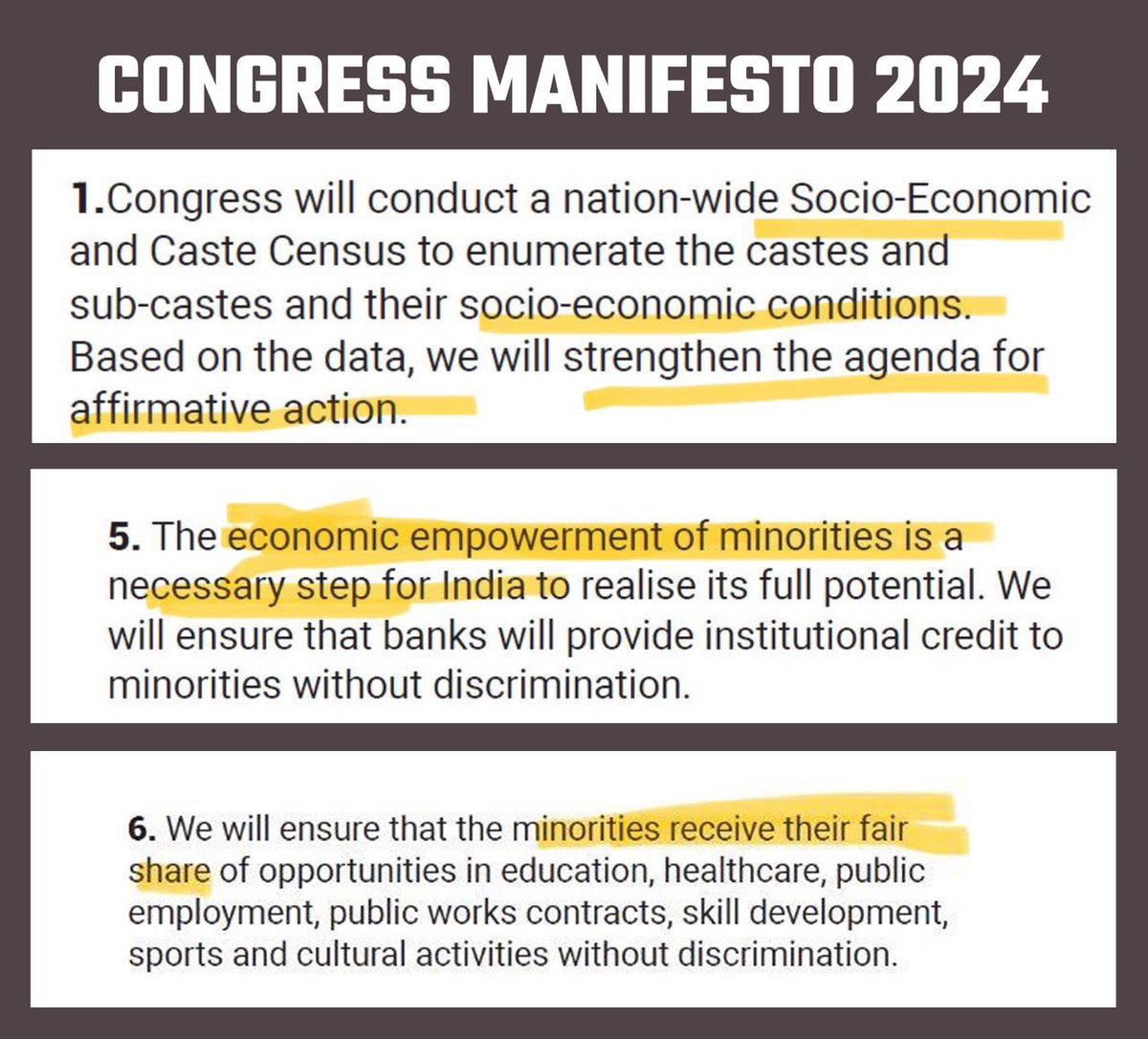 .@INCIndia must be happy that PM @narendramodi has done free promotion of Congress Manifesto that no one was bothering to read so far. Step 1: Make assessment of wealth of every Hindu Step 2: Gift it all to Muslims through preference in loans, employments, contracts, skill…